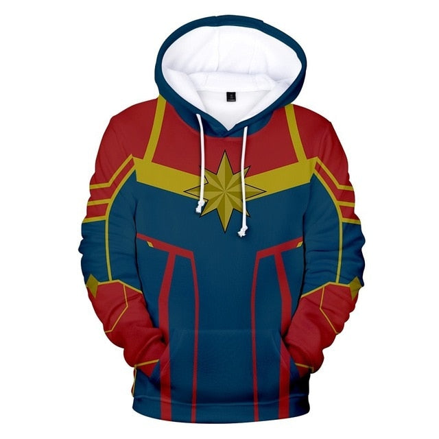 3D Printed Hoodie Carol Danvers Captain Marvel Costumes Sweatshirts Tracksuit