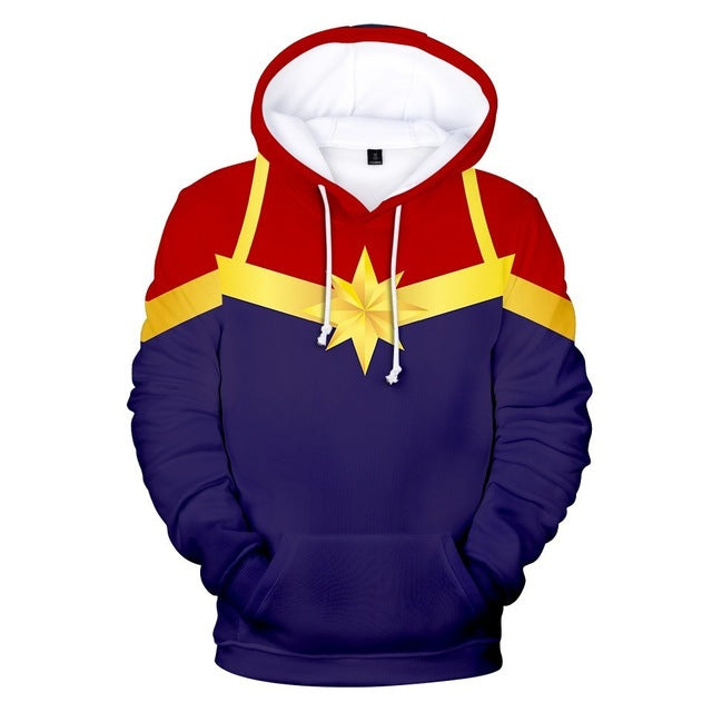 3D Printed Hoodie Carol Danvers Captain Marvel Costumes Sweatshirts Tracksuit