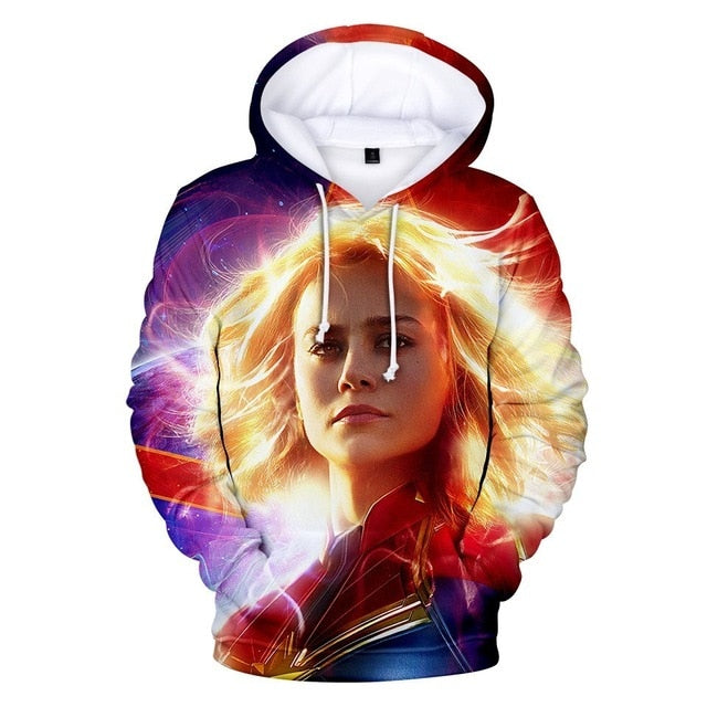 3D Printed Hoodie Carol Danvers Captain Marvel Costumes Sweatshirts Tracksuit