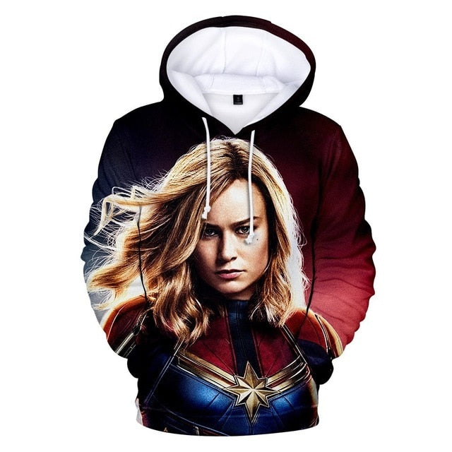 3D Printed Hoodie Carol Danvers Captain Marvel Costumes Sweatshirts Tracksuit