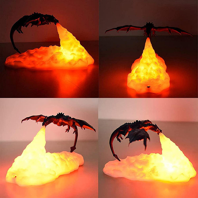 3D Printed LED Dragon Lamp Volcano Dragon Night Light Rechargeable Moon Lamps Night Lamp Teenager Room Decor Christmas Xmas Gift