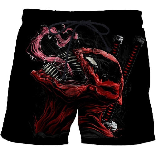 3d Printed Venom Shorts for Men Women Summer Beach Shorts Cool Short Trousers Comfortable Streetwear Unisex