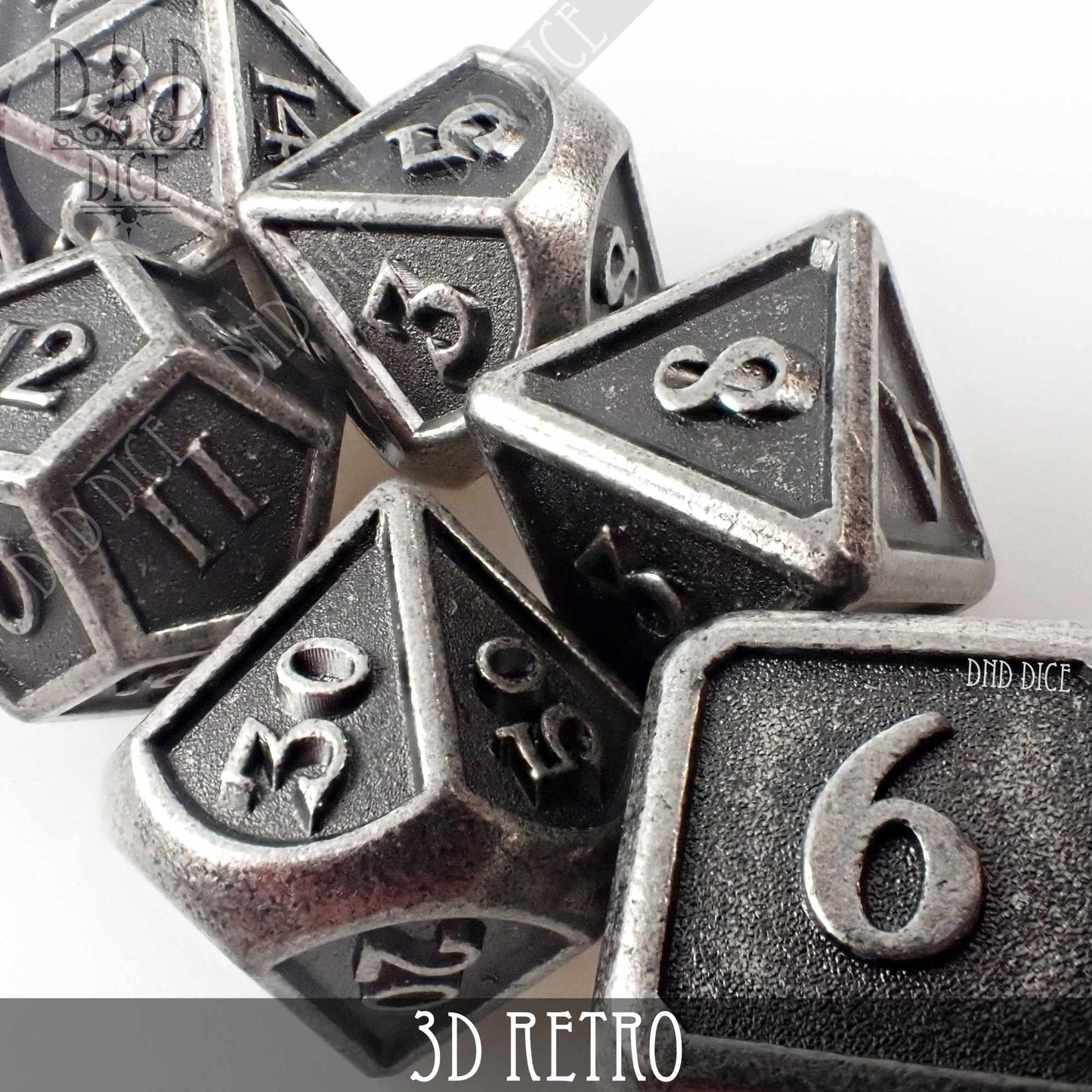 3D Retro Metal Dice Set