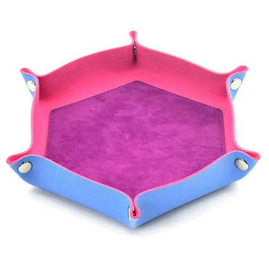 Powder Blue/ Pink,Purple Hex Foldable Flannel Tray - 