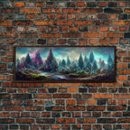 High Fantasy Forest Wall Art, Ready To Hang Canvas Print, Panoramic Art, Fantasy RPG Concept Art - 10x30 Inches / Walnut Frame