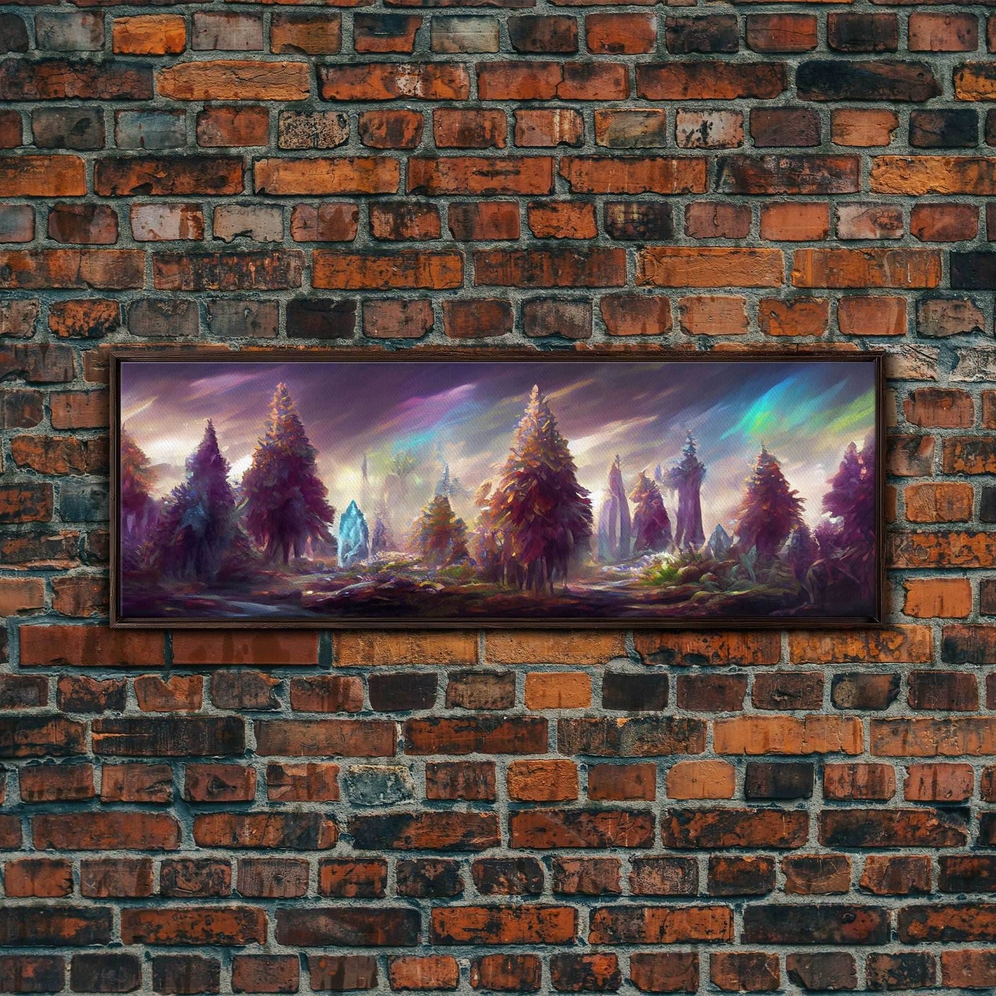 RPG Art, High Fantasy Forest Wall Art, Ready To Hang Canvas Print, Panoramic Art, Fantasy RPG Concept Art - 10x30 Inches / Walnut Frame