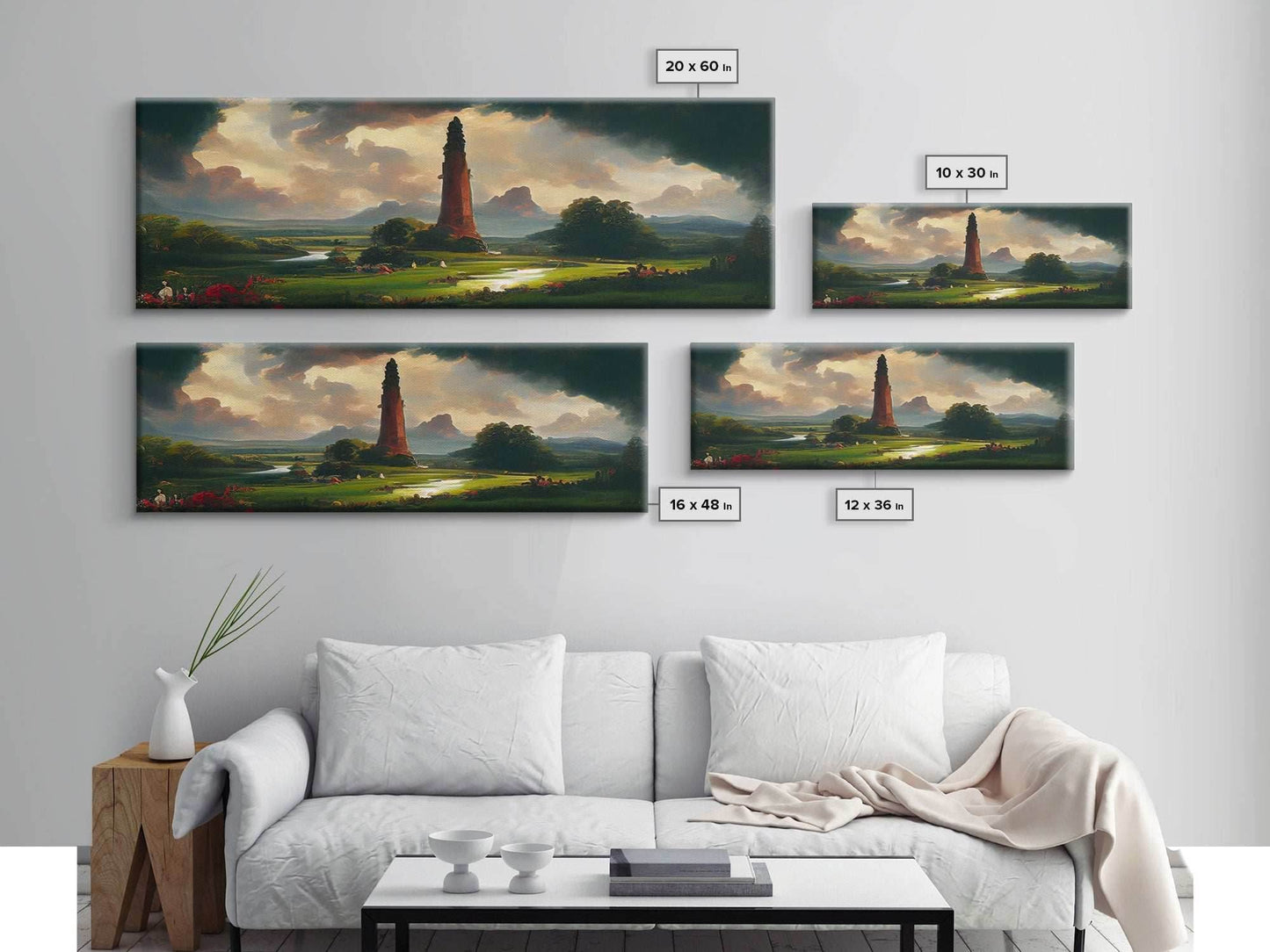 The Dark Tower, Ready To Hang Canvas Print, Panoramic Art, High Fantasy Concept Art - 10x30 Inches / Gallery Wrap Canvas - Ready To Hang