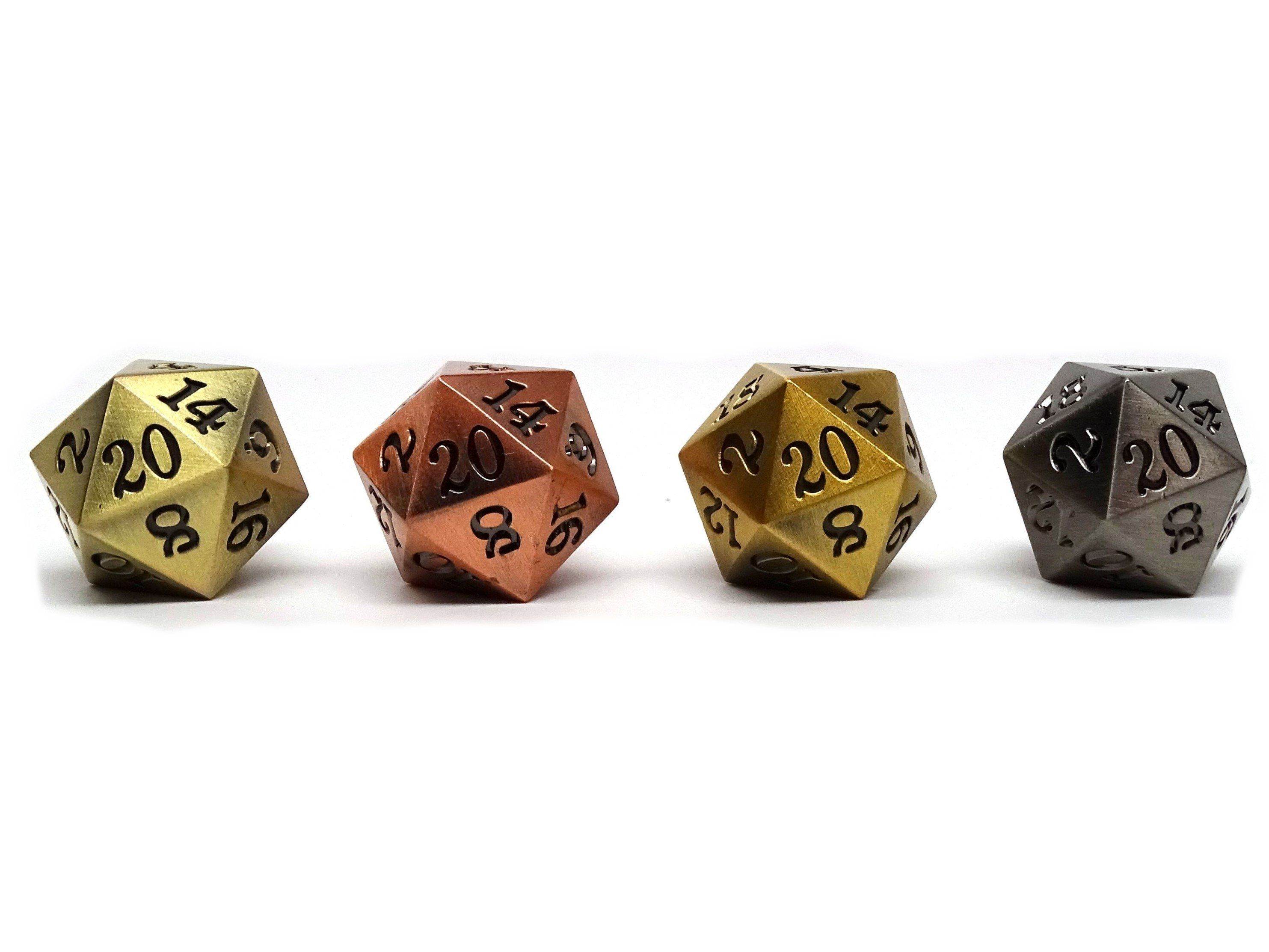 4 Pack Legendary Metal D20 Dice Set - 