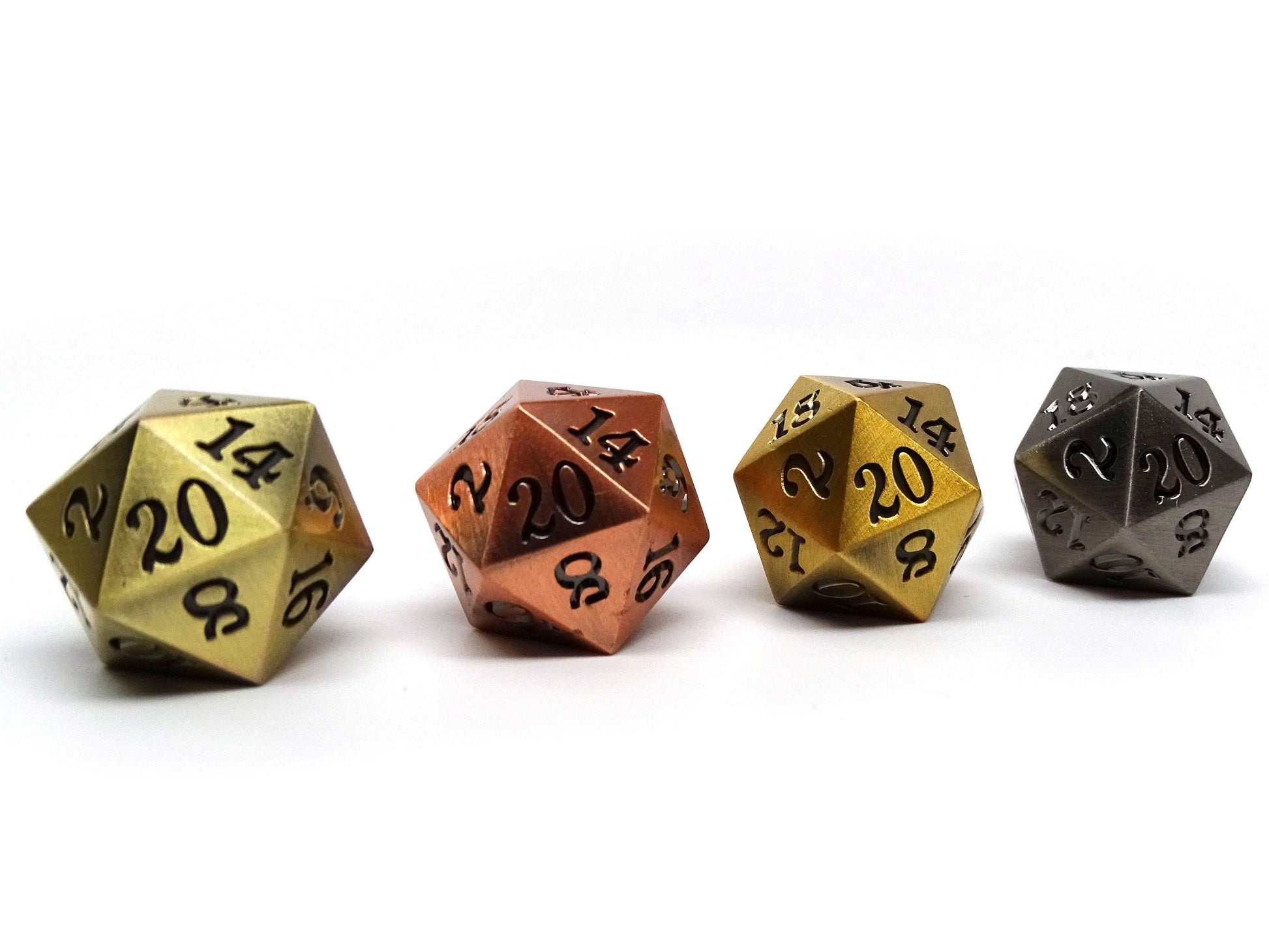 4 Pack Legendary Metal D20 Dice Set