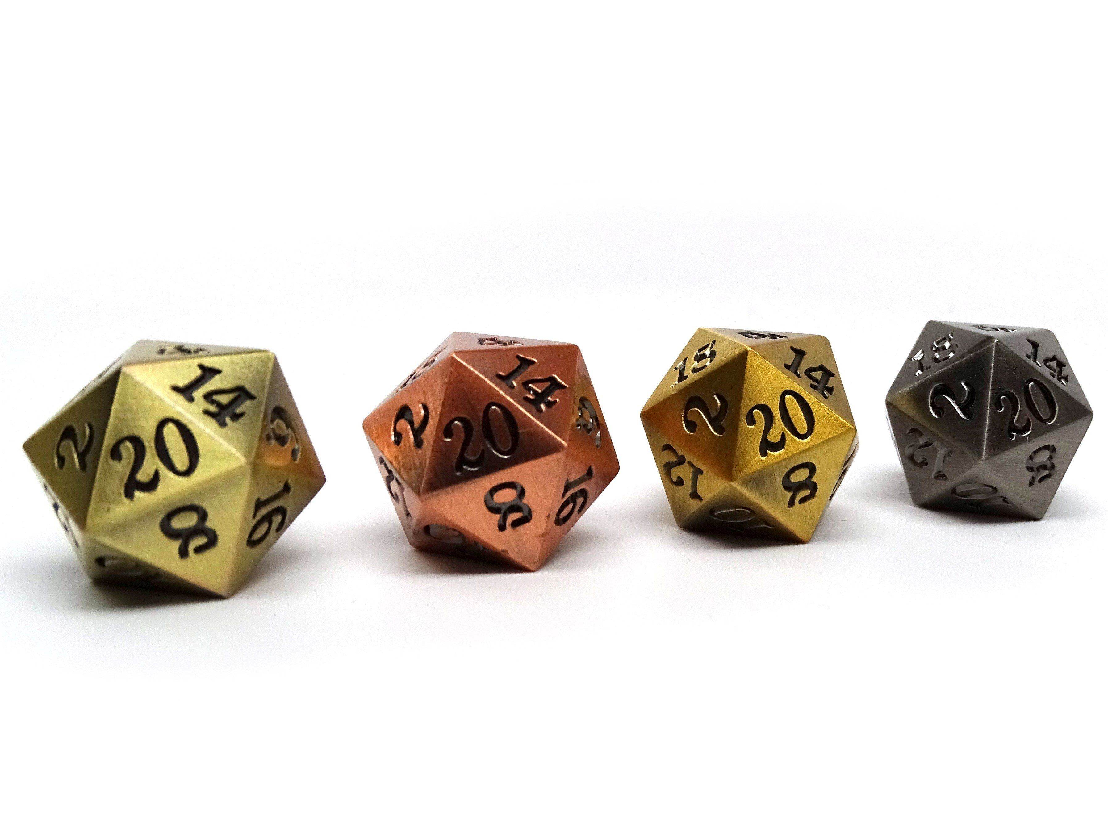 4 Pack Legendary Metal D20 Dice Set - 