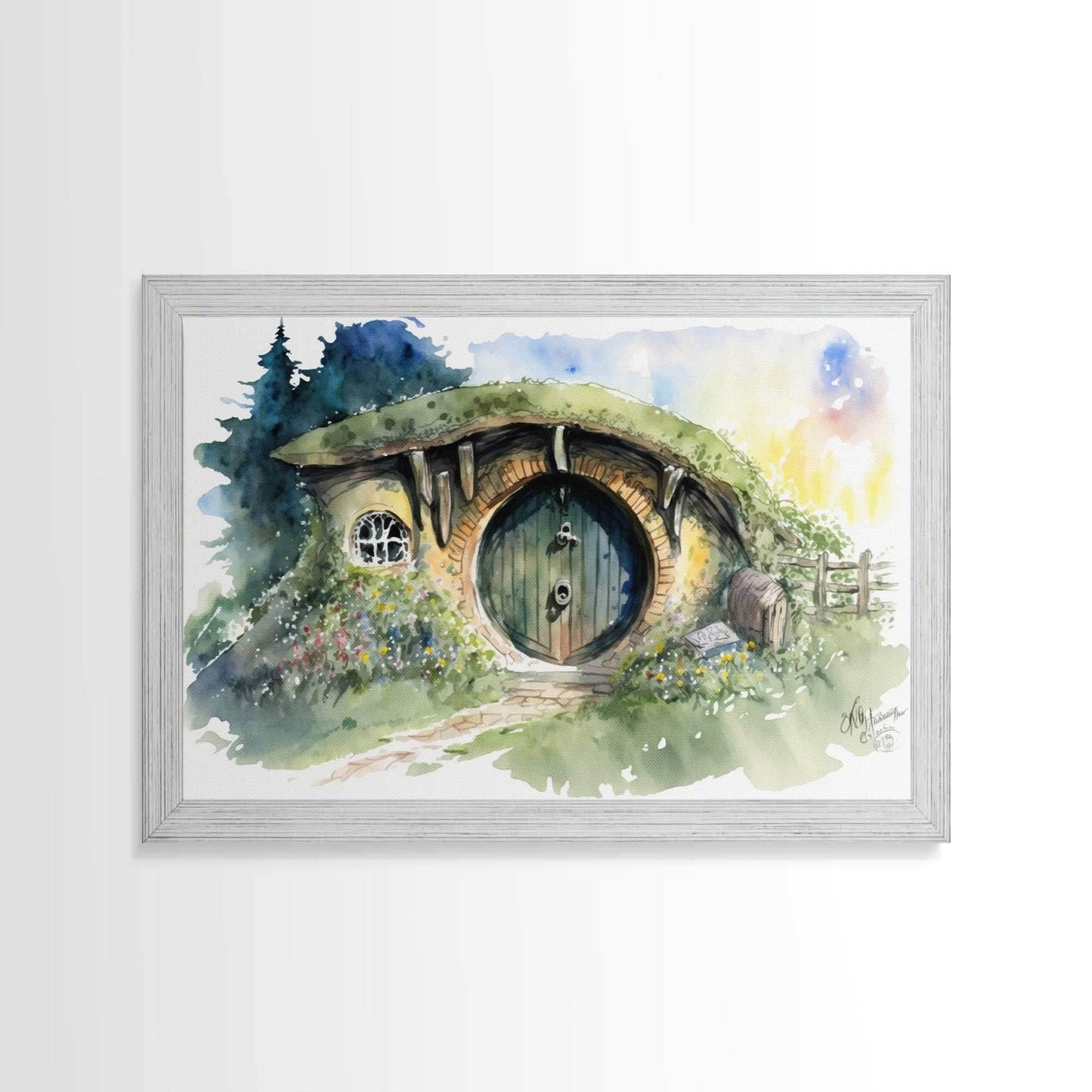 Bang End Painting Framed Canvas Print, Lord, Fantasy Art, Framed Wall Art, Fantasy Decor, A Hole In The Wall - 8x12 Inches / Gold Frame