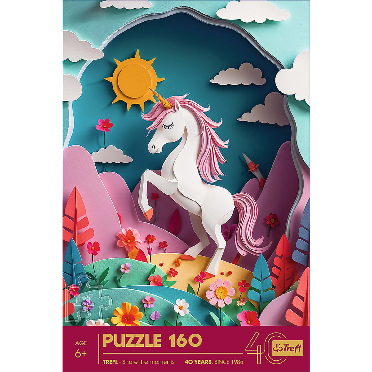 Trefl Kids 40th Anniversary Unicorn 160 Piece Paper Art Puzzle