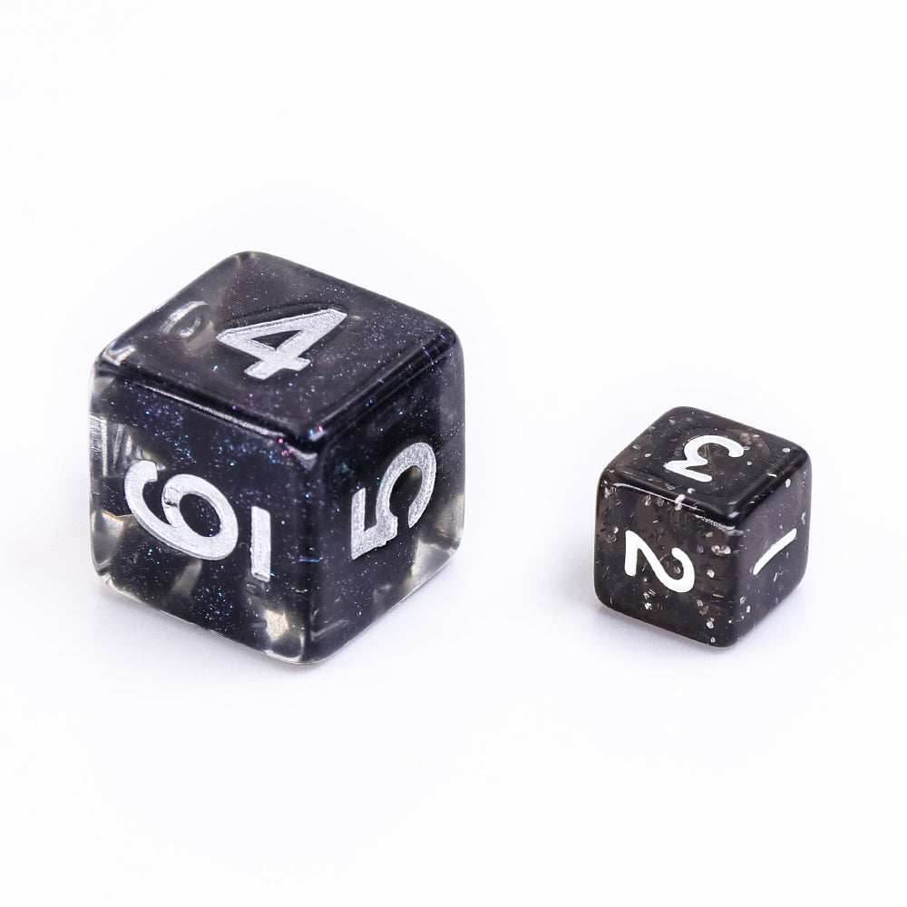 Black Glitter 7-Dice Mini-Dice RPG Set w/White Numbers Miniature Dice - 