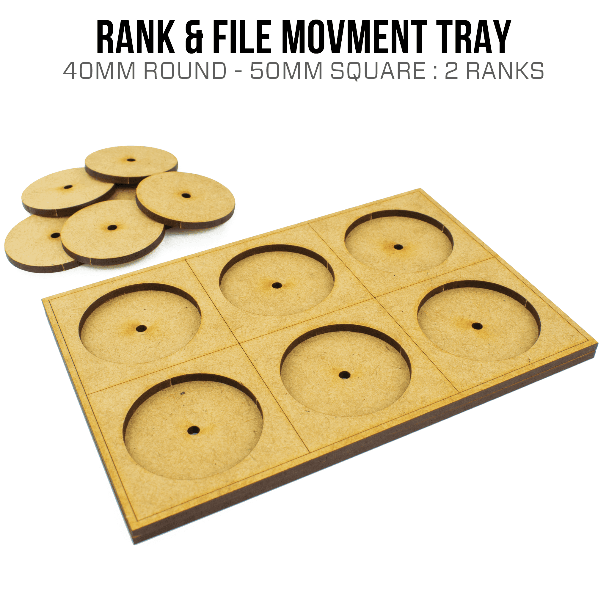 40mm Circle (50mm Square) Movement Trays - 2 / 3 / Pre-Cut Magnet slots
