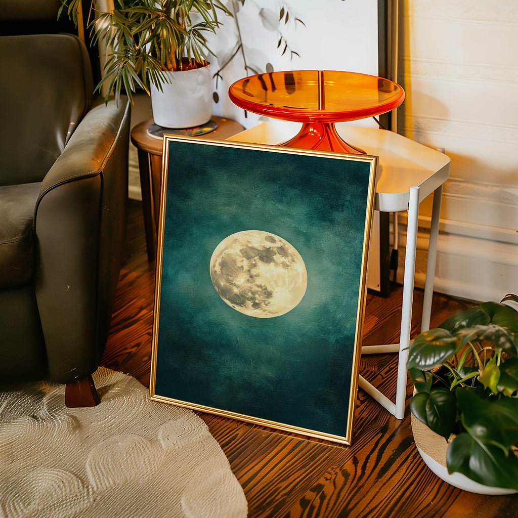 Full Moon Rising in Emerald Sky
