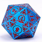Wizard Solid Metal Polyhedral Dice Set - Blue with Red - 