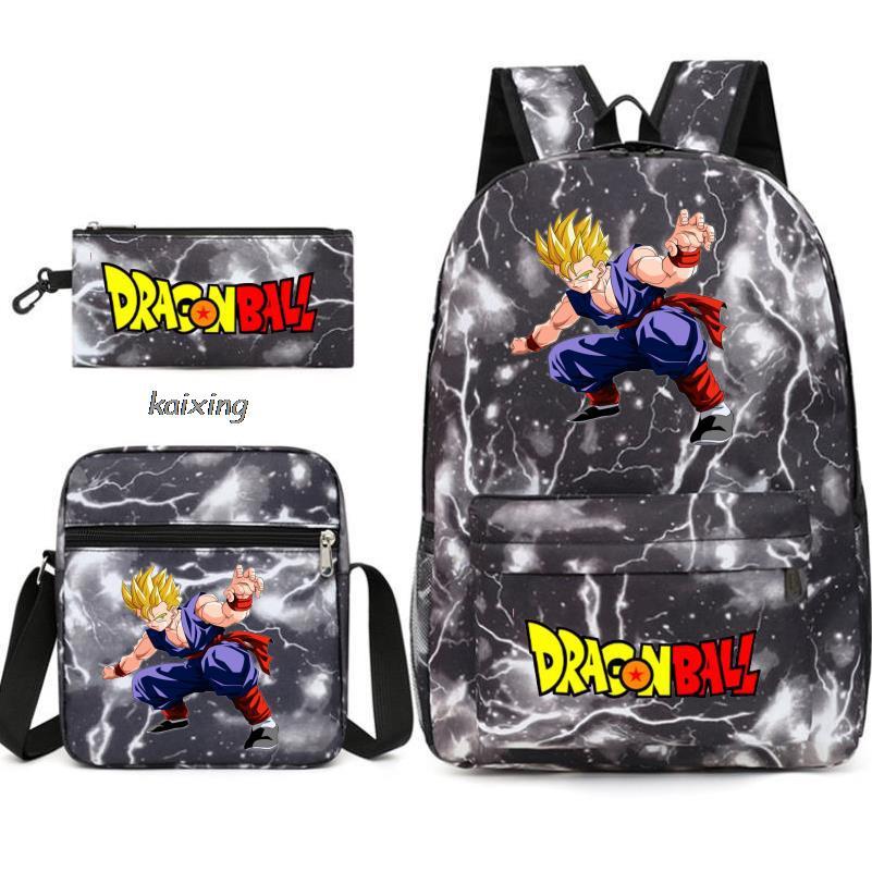 Dragon Ball Backpack Student Shoulder Bag Travel Bag 3-Piece Set
