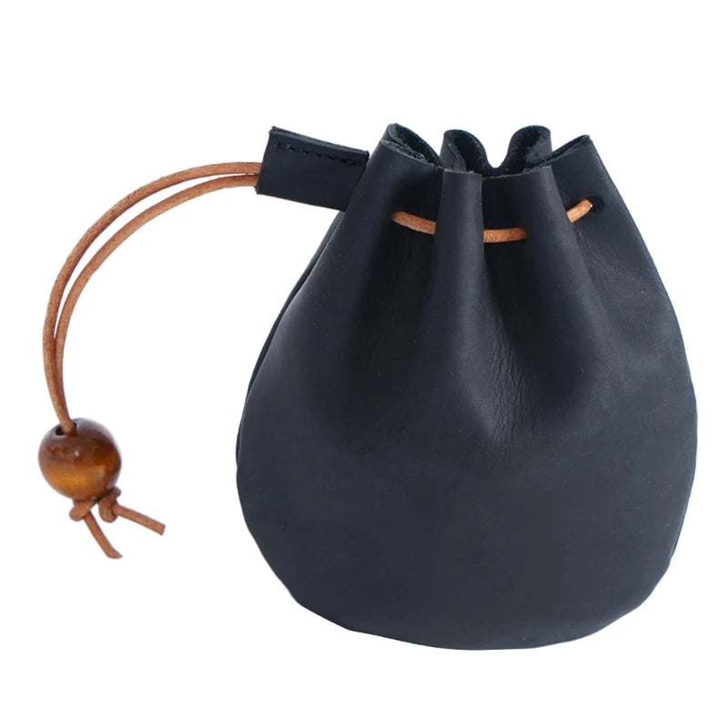 448D Fantastic Cow-Leather Dice Bag Retro Wallet Hand Purse Drawstring Coin Purse Lucky Bags Handmade Unisex Casual Handbag