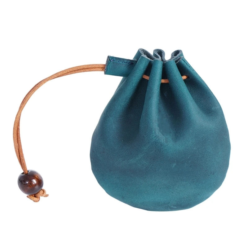 448D Fantastic Cow-Leather Dice Bag Retro Wallet Hand Purse Drawstring Coin Purse Lucky Bags Handmade Unisex Casual Handbag