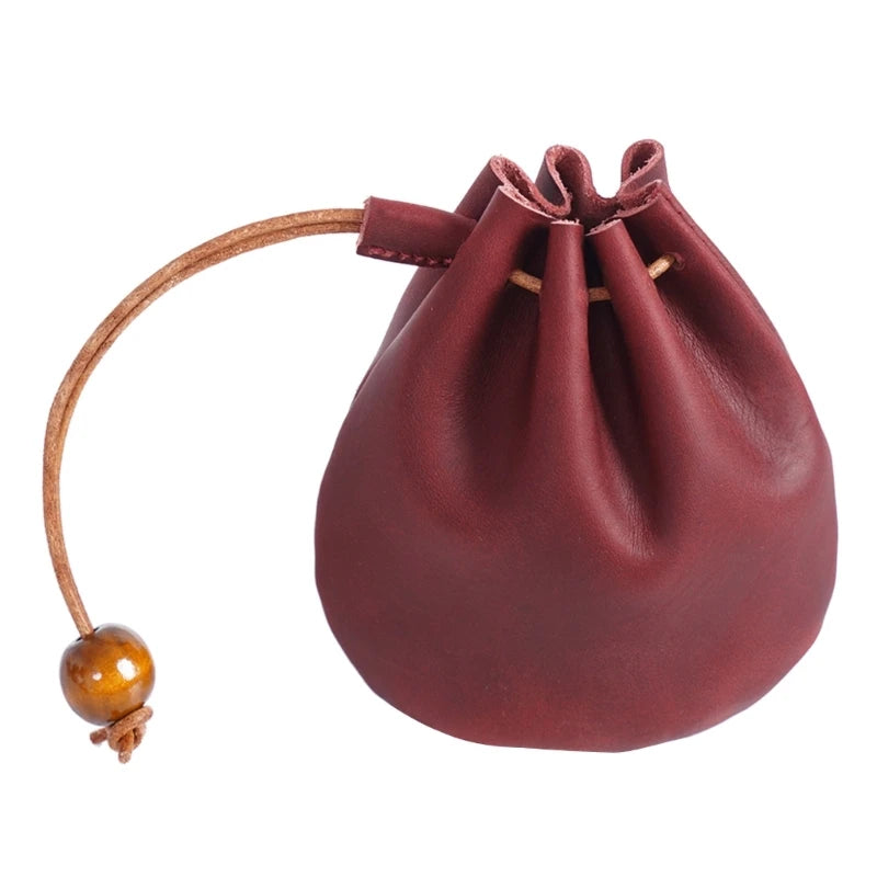 448D Fantastic Cow-Leather Dice Bag Retro Wallet Hand Purse Drawstring Coin Purse Lucky Bags Handmade Unisex Casual Handbag