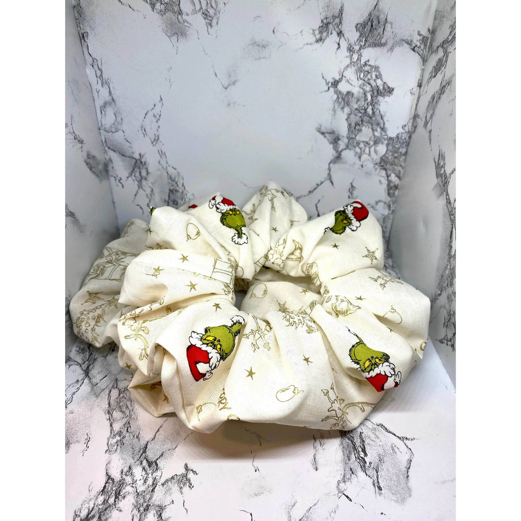 Gold Grinch Christmas Scrunchie - 
