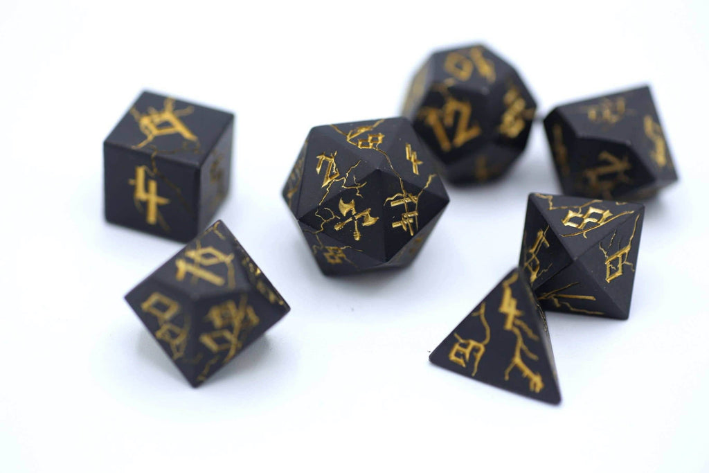 Matt Black with Gold Barbarian Dice Set - 