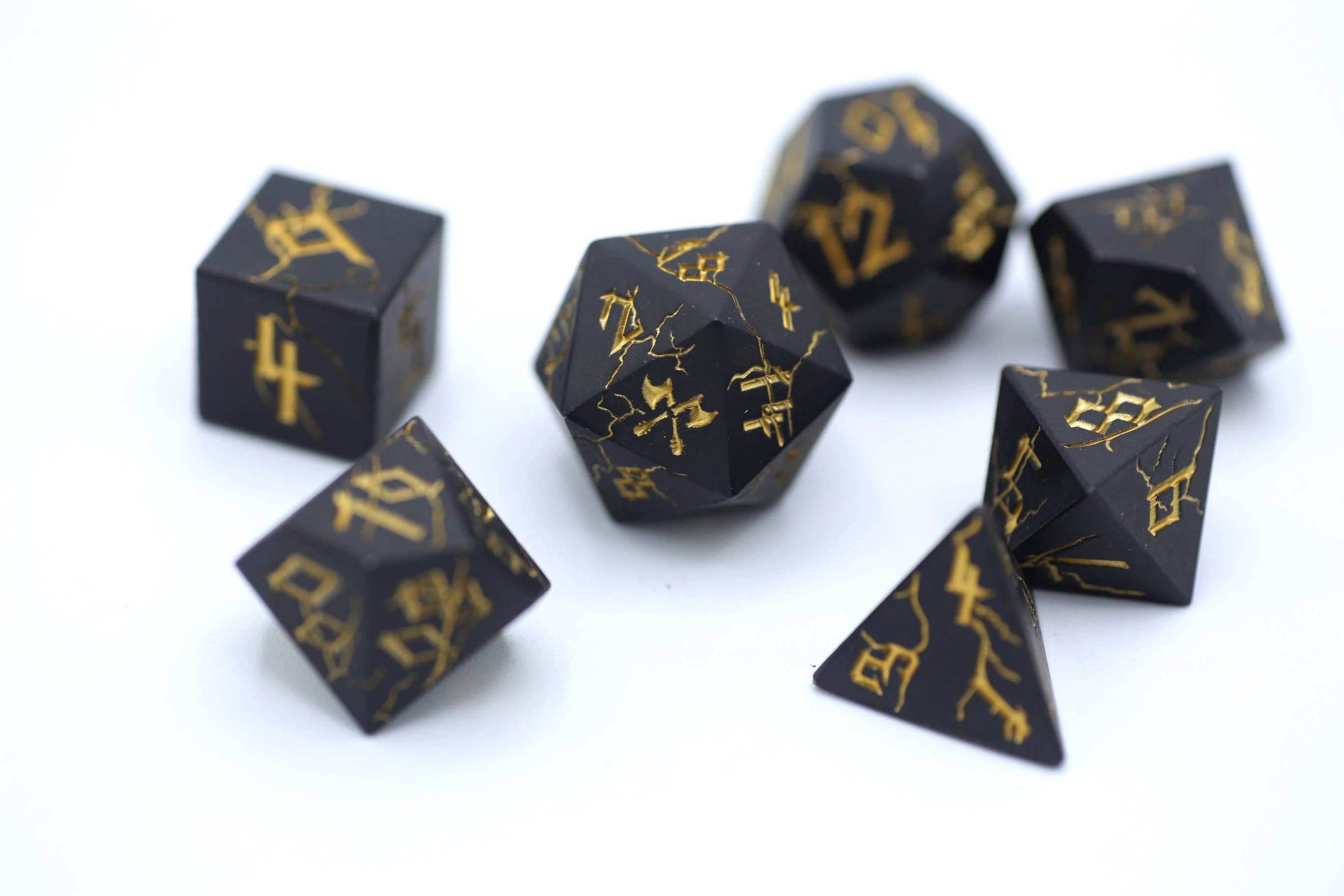 Matt Black with Gold Barbarian Dice Set - 