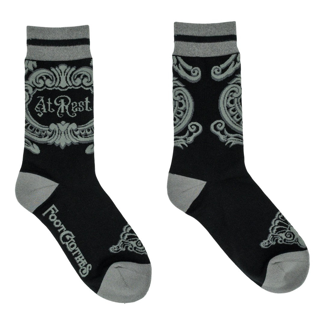 At Rest Coffin Plaque Crew Socks