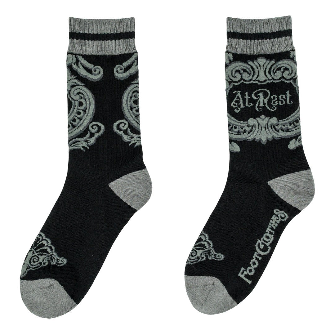 At Rest Coffin Plaque Crew Socks