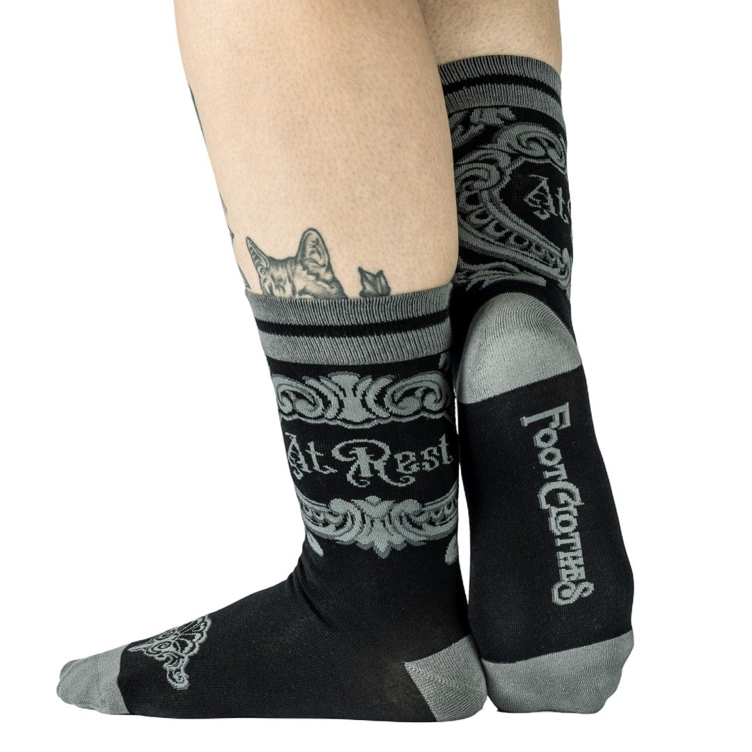 At Rest Coffin Plaque Crew Socks