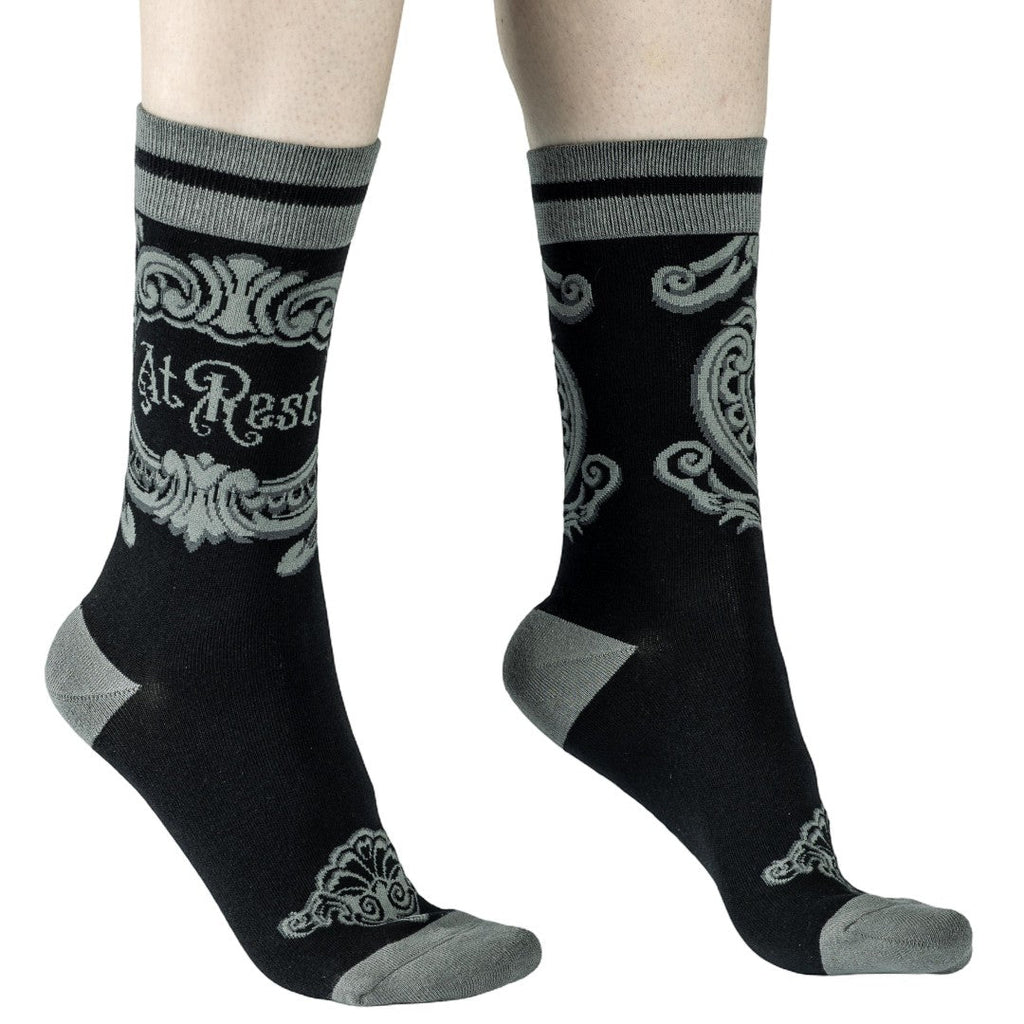 At Rest Coffin Plaque Crew Socks