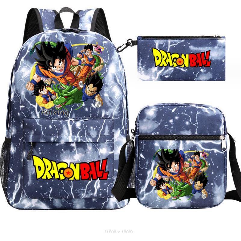 Dragon Ball Backpack Student Shoulder Bag Travel Bag 3-Piece Set