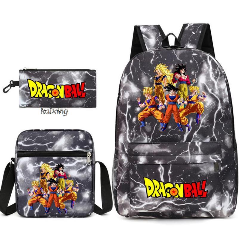 Dragon Ball Backpack Student Shoulder Bag Travel Bag 3-Piece Set