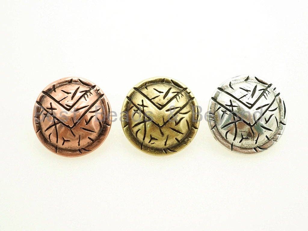 Antique Style Warrior Shield Beads, Paracord Survival Bracelet Charms, Lanyard Making Button, Men's Bracelet DIY Beads, 10x17mm, sku#Y104