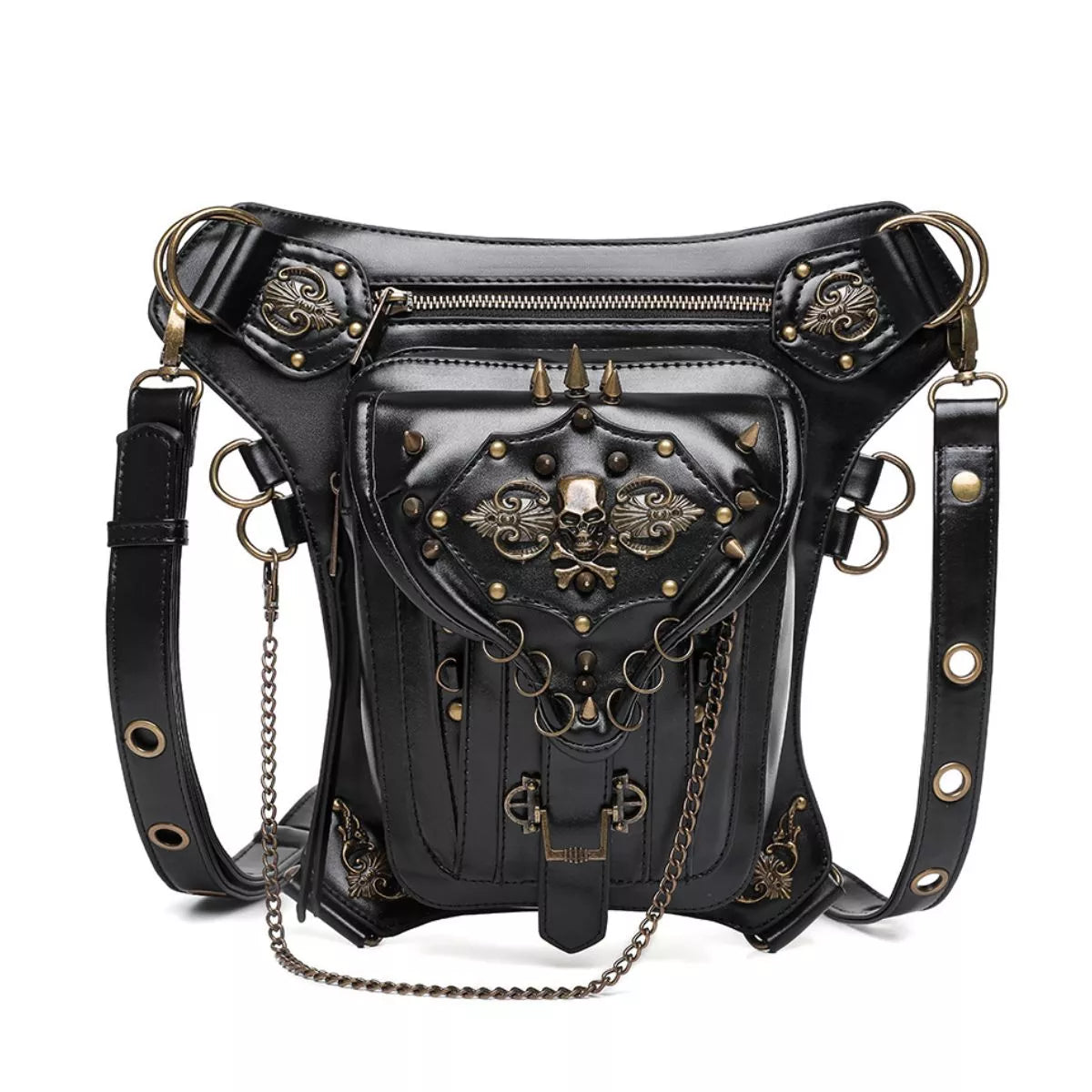 Steampunk Skull Decor Crossbody Bag