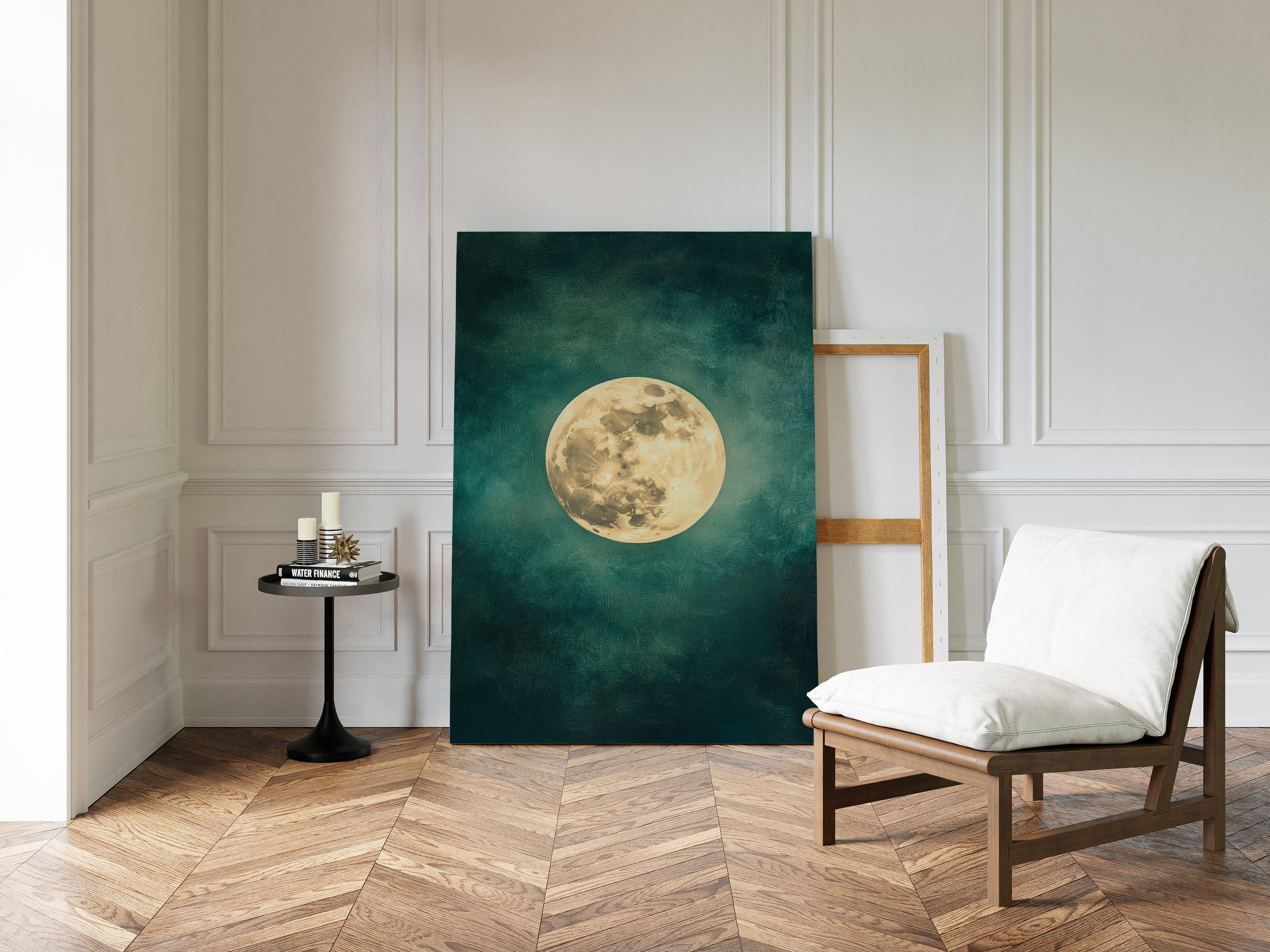 Full Moon Rising in Emerald Sky