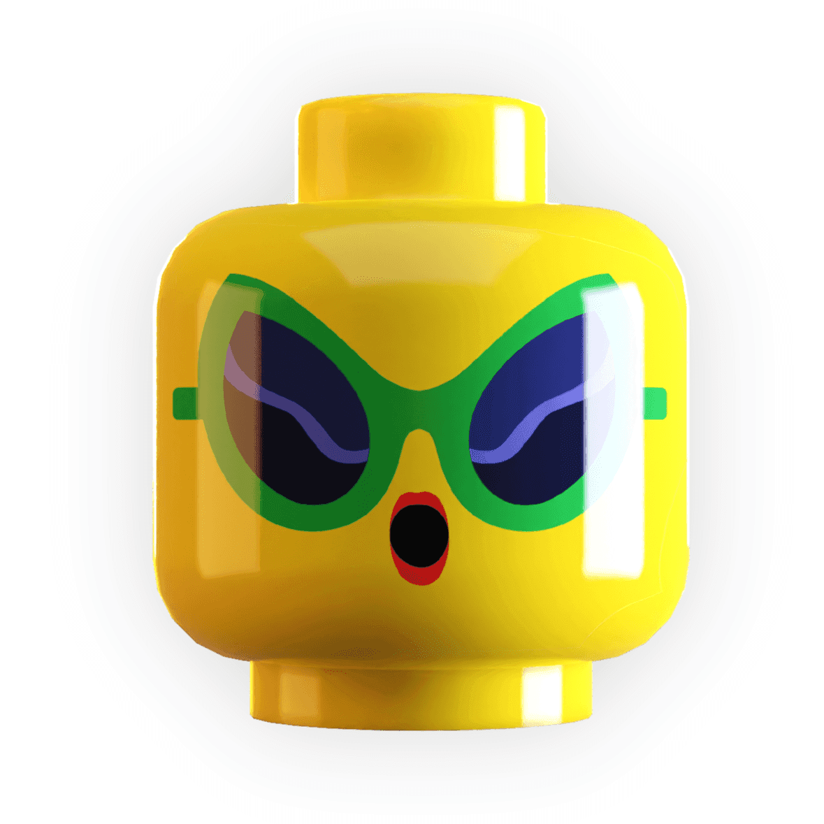 Retro Alien Sunglasses Minifig Head made using LEGO part - Yellow Flesh
