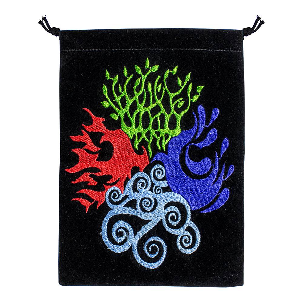 4 Elements Black Velvet Embroidered Bag - 