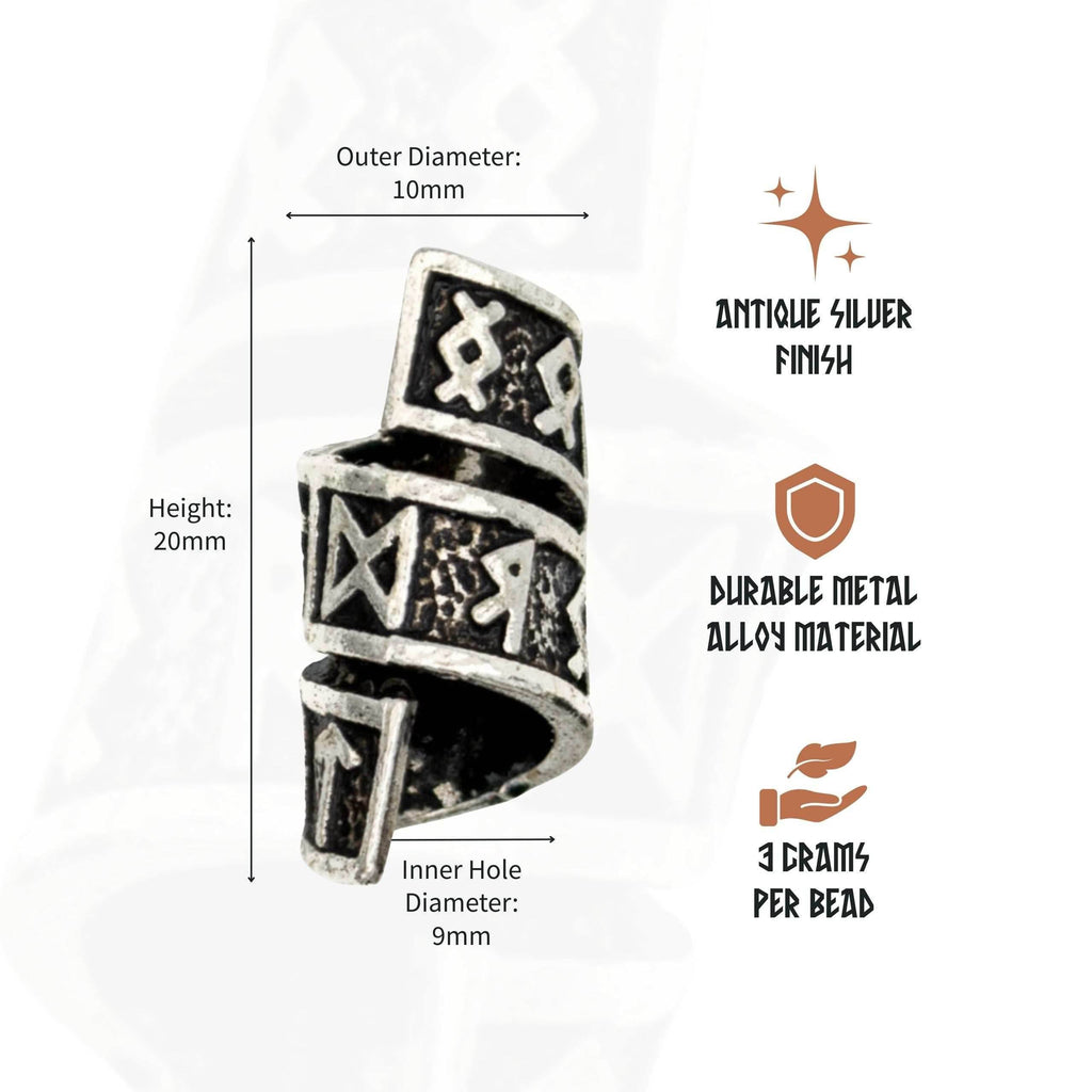 Rune Beard Rings - (Silver - 4) - 