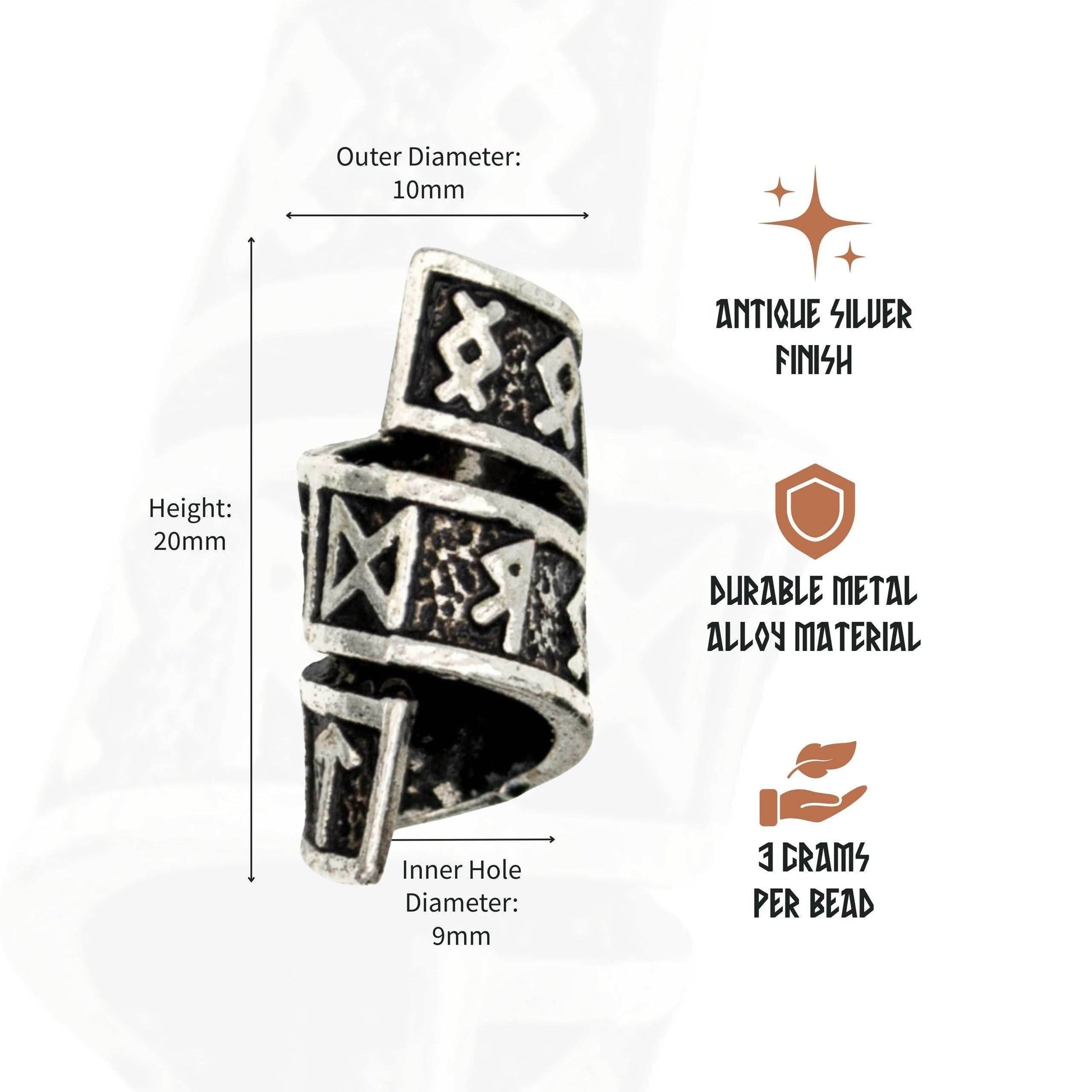 Rune Beard Rings - (Silver - 4) - 
