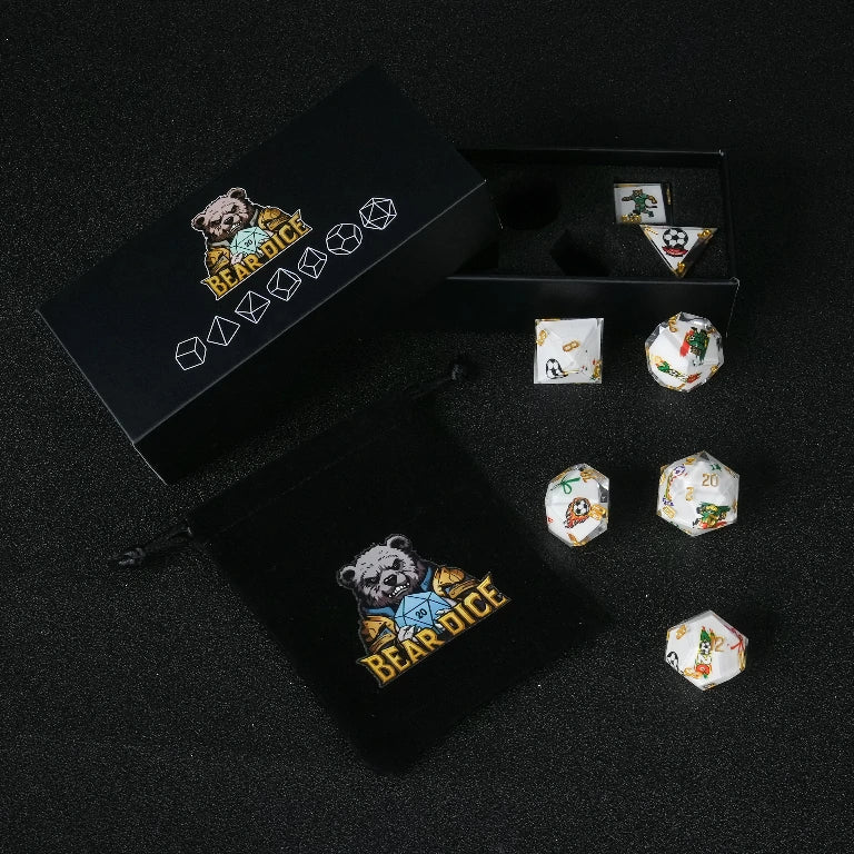 Football-Themed Resin Dice Set for D&D + Gold Lettering
