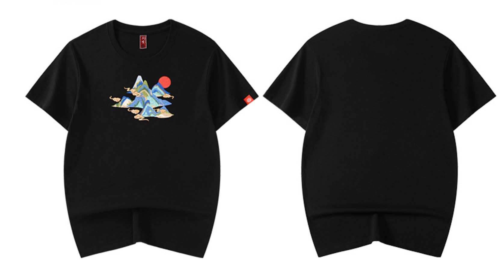 KH740 Mountains Embroidery Tee - White / S