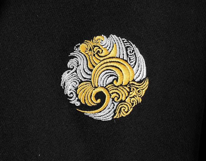 WSY340 Emerald Dragon Embroidery Hoodie - S