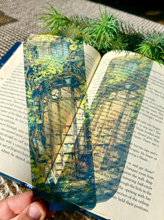Fantasy Secret Library Bookmark for Book Lovers | Handmade Magical Bookshelf Bookmark | Gift for Readers, Enchanted Garden Book Mark