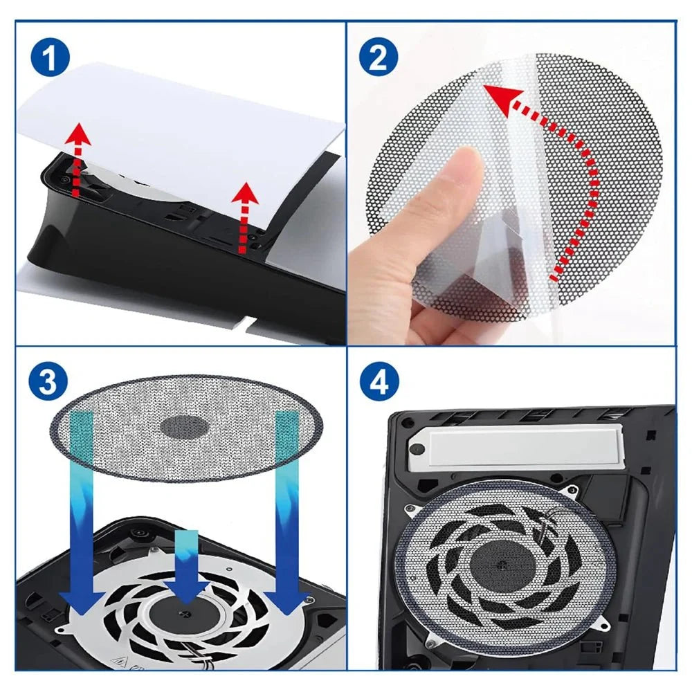 4PCS Dust Filter Kit for PS5 Slim | Heatsink Fan Vent Covers with Cooling Mesh
