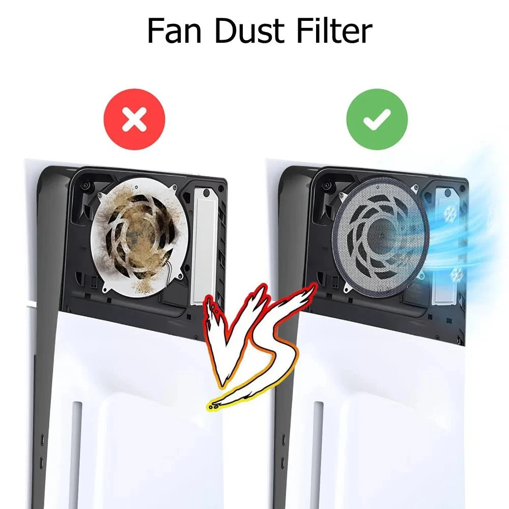 4PCS Dust Filter Kit for PS5 Slim | Heatsink Fan Vent Covers with Cooling Mesh