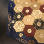 5-6 Player Blue Stained Catan Compatible Board Set with Laser Etched Terrain, Border and Number Pieces - Without Box