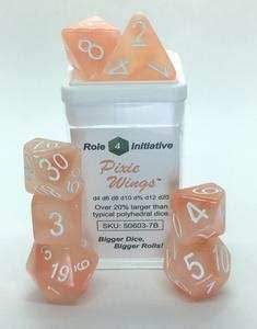 Pixie Wings w/ White Numbers 7-Dice Set RPG DND Dice - 