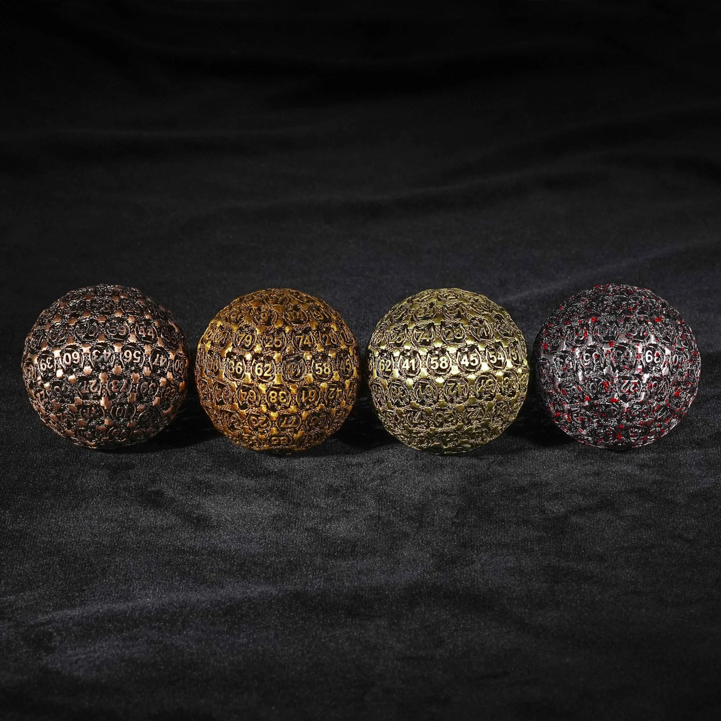Dragon's Castle - Gold Round D100 Metal DND Dice 50mm