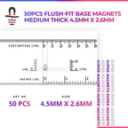 50pcs Flush-Fit Base Magnets